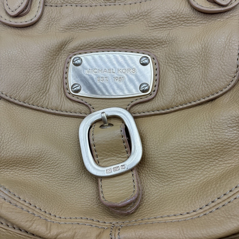Michael Kors Hudson Downtown Leather Tote Large Shoulder Bag Light Brown Purse - Picture 2 of 16